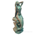 western style casting garden ornamental green metal bronze mermaid sculpture